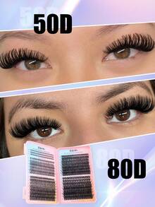 548 Clusters Eyelash Book 30D/50D/80D/100D Mixed Lower Lashes Dense D Curl Large Capacity Open-Close Segmented Fluffy Comfortable Lightweight Beginner Home Wear DIY Self-Application Date Holiday Eye Special Effect False Eyelashes - 查看 5