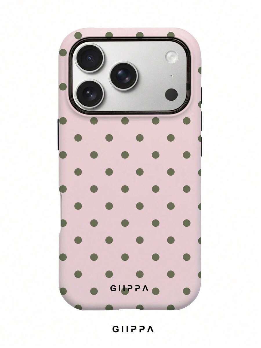 A Stylish Phone Case That Does Not Include A Lanyard Or Stand. Fashionable Phone Case With A Light Blue And Maroon Polka Dot Design, 1 Piece, Light Pink Base With Green Polka Dots, Case For IPhone 17 Pro, Suitable For IPhone 16 Pro, 15 Pro, 14 Pro. Stylish And Interesting Korean Phone Case, Compatible With 11/12/13/14/15/16 Pro Plus, Elegant Design Suitable For Both Men And Women, A Gift For Girlfriends For Easter, Spring, Or Wedding Season - 淺粉色 - 查看 1