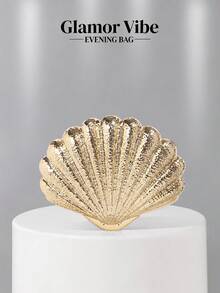 Glamor Vibe Vintage Metal Box Design Evening Clutch, Gold Mini Handbag For Formal Occasions, Parties, Proms, Unique Style Women's Shoulder Bag - Gold - View 1