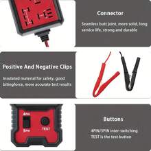 12V Car Relay Tester - Durable Automotive Testing Tool With Battery Clips, Suitable For 4-Pin And 5-Pin Relays, Car - Red - View 4