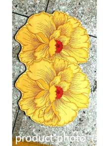 1 pieza Alfombra de baño con forma de flor amarilla, alfombra de baño, felpudo, alfombra pequeña, alfombra, alfombra de piso, decoración del hogar, alfombra de área, alfombra exterior, alfombra de dormitorio, alfombra lavable - Multicolor C - Ver 3