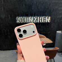 噴漆無框糖果色液態矽膠手機殼，分體設計大鏡頭開孔防指紋超薄殼，適用於 iPhone 17 16 15 14 13 Pro Max 12 Pro Max 11 手機殼，多款節日禮物 - 粉色 - 查看 2