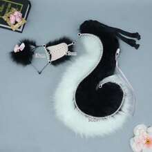 Fluffy Wolf Ears And Tail Set Anime Cosplay Dog Fox Cat Ears Headband And Tail For Furry Costume Accessories - As Pic - View 4