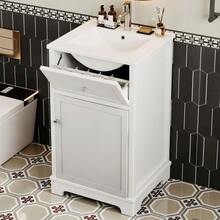 Mobile bagno in MDF, 51 x 46 x 87 cm, completamente laccato, con cassetto scorrevole e ripiani regolabili, ripiani  , gambe alte, lavabo integrato, bianco - Bianco - Visualizzare 3