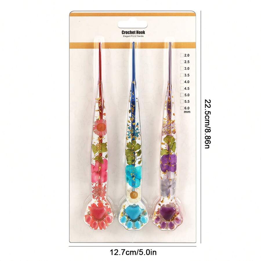 3pcs New Cat Paw Shaped Crochet Hook Set, Exquisite Bubble Shell Packaging, Resin Drip Transparent Ergonomic Handle Crochet Hooks, Suitable For Sewing, Knitting, DIY Yarn Handmade Scarves, Clothes, Crafts - 3pcs Blister Pack Of Epoxy Crochet Hooks - View 1