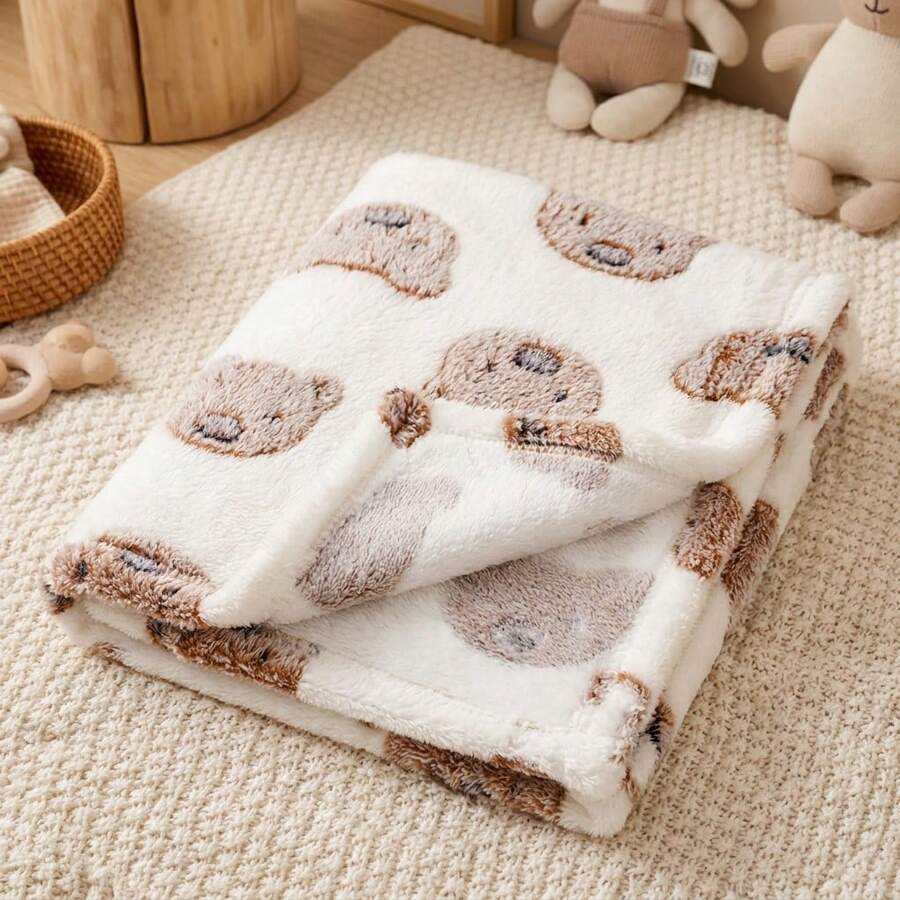 1pc Cute & Fresh Baby Blanket, Flannel Throw Blanket Lightweight For Spring Summer Autumn, Soft & Skin-Friendly For Infant Indoor, Camping, Air-Conditioned Room, Sofa, Suitable For Both Men And Women - 75*100cm - View 1