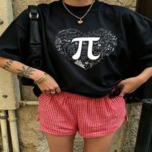 Heartfelt Daily Casual Graphic T-Shirt 100% Cotton Oversized Soft Breathable Casual Crewneck Short Sleeve Top Aesthetic Vintage Cute Minimalist Retro Vibe  Basic Casual Wearers Fashion Lovers Daily Outfit Enthusiasts Gift Givers - 黑色 - 查看 18