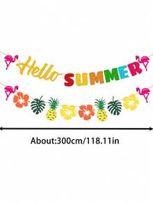 2pcs/1set Hello Summer Banner, Hawaiian Party Decoration, Pineapple Flamingo Garland, Summer Beach Pool Birthday Party Backdrop Decoration, Suitable For Summer Holiday Gatherings And Hawaiian Theme Indoor/Outdoor Party Hanging Decoration, Party Photo Backdrop Props - View 6