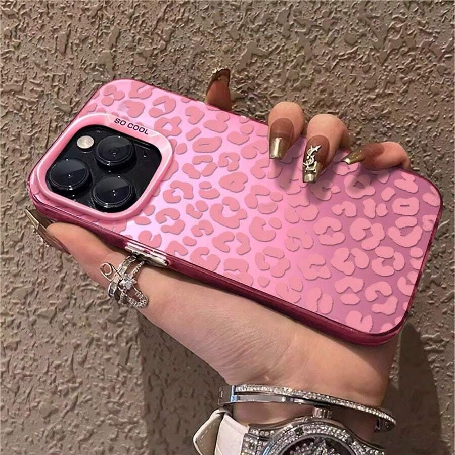 1 funda elegante para teléfono, no incluye cordón ni soporte. 1 funda para teléfono con diseño de corazón de leopardo rosa, compatible con Phone 17ProMax 16 15 14 13 12 11ProMax Pro Xs XS X 7plus 8plus. Silicona a prueba de golpes, estilo vintage femenino, linda y a la moda. Se puede regalar a amigos o a un ser querido. - Rosa - Ver 1