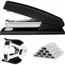 Stapler 25 Sheet Capacity With 1000 And Staple Remover - Staplers Desk, Non-Slip Office Stapler With Office, Black - B - View 1