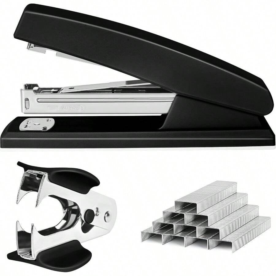 Stapler 25 Sheet Capacity With 1000 And Staple Remover - Staplers Desk, Non-Slip Office Stapler With Office, Black - B - View 1