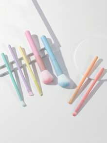 Colorful Macaron Makeup Brush Set, Loose Powder Brush, Contour Brush, Blending Brush, Eyeshadow Brush, Beauty Tools, Soft Bristles, Diva Mixed Makeup First Choice - Multicolor - View 7