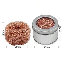 1pc Soldering Iron Copper Wire Cleaning Ball With Base, High Temperature Resistant Desoldering And Deoxidation, Electronic Welding Repair Cleaning Tool - Brown - View 3