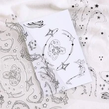 線條美學透明PET輪廓裝飾貼紙（單張裝），星空與電影邊框線條貼紙，高級拼貼DIY素材，多用途DIY裝飾配件，適用於手帳、明信片、相簿、樹脂手工、壓克力書籤、鏡子、蠟燭、計畫本、剪貼簿、相框邊框、明信片裝飾、手機殼裝飾、美甲背景及禮品包裝裝飾，DIY手工藝配件 - Deco Stickers - 查看 4