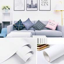 1 Roll Self-Adhesive Thickened Matte Wallpaper Sticker, Living Room Bedroom Wardrobe Furniture Renovation Sticker, Cabinet Sticker, Solid Color Waterproof Contact Paper, Multiple Colors Available. - Solid Color - View 9