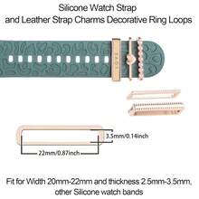 5pcs Watch Band Decorative Rings, Fashionable Personalized Faux Leather Heart, Leopard Print Heart, Leopard Print Five-Pointed Star, Multiple Styles Available, Suitable For Apple Watch Band Decoration, Suitable For Daily Wear - Rose Gold, Gold - View 2