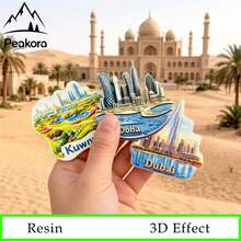 旅行紀念品樹脂3D冰箱貼 - 科威特、多哈 & 杜拜城市天際線系列，迷你地標冰箱貼，家居裝飾品，送給朋友和節日禮物的完美選擇 - 1PC - 查看 10