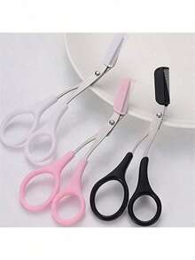 Curved Blade Eyebrow Scissor With Built-In Comb Set, Precision Brow Trimming Combination Kit For DIY Eyebrow Shaping, Portable Stainless Steel Beauty Shear For Facial Hair Trim Daily Makeup Grooming Small Cosmetic Tool Accessories. - A - View 7