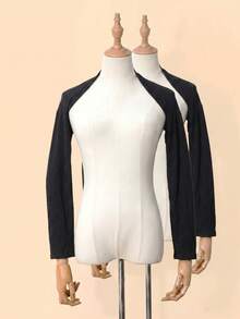 1pc Modal Sun Protection Solid Color Women's Casual Arm Sleeves Dance Bolero Suitable For Daily Use Raglan Arm Warmer - Black 2 Pieces - View 2