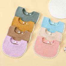 Infant Bibs Autumn/Winter New Solid Color Minimalist Baby Girl Drool Bibs, Newborn Soft Absorbent Anti-Spit-Up Bibs - Multicolor - View 6