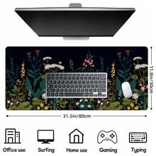 Floral Pattern Extended Gaming Mouse Pad, Abstract Black Desk Mat, Floral Texture Non-Slip Rubber Bottom, Stitched Edge Keyboard Mouse Pad, Suitable For Office, Home And Gaming - View 8