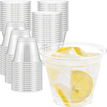 100PCS 9oz Clear Plastic Cups Bulk - Small Disposable Cold Drink Cups For Party, Wedding, BBQ, Camping & Everyday Use, Stackable Space Saving Design - 9 Ounces - View 9