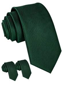 1pc Men's Solid Color Necktie, Diagonal Striped Business Formal Handmade Tie (8cm Wide) - Burgundy - View 34