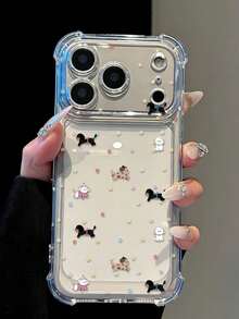 Funda para teléfono,Funda para celular transparente antiimpacto esquinas reforzadas con estampado de perritos dachshund gatitos y lunares coloridos compatible  11 12 13 14 15 16 17 Pro Max fundas de celular fundas para  ideal uso diario y accesorio kawaii de estilo infantil - transparente - Ver 1