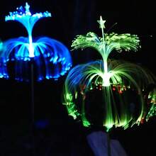 Solar Powered 7 Color Changing Fiber Optic Jellyfish Stake Lights, Waterproof Star Top LED Xmas Tree Pathway Lamp For Outdoor Yard, Lawn, Garden Holiday Decorations - Fiber Optic Jellyfish Ground Insertion - View 14