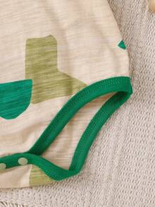 Baju Bayi Lengan Pendek Motif Geometris, Serat Bambu Bernapas, Bodysuit Segitiga untuk Bayi Baru Lahir Musim Panas - Aprikot - View 8