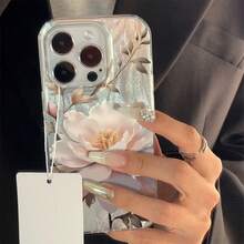 2026 Feather Effect Case With Night Flower, Elegant Floral Design, Compatible With IPhone 13/14/15 Pro Max - Clear - View 3
