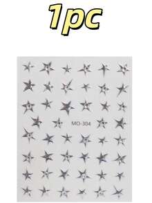 1pc Star-Shaped Face Sticker, Metallic Silver Rhinestone Five-Pointed Star Face Sticker, Shiny And Versatile, Suitable For Y2K, Carnival, Five-Pointed Star And Rhinestone Face Decoration (Self-Adhesive) - Multicolor - View 7