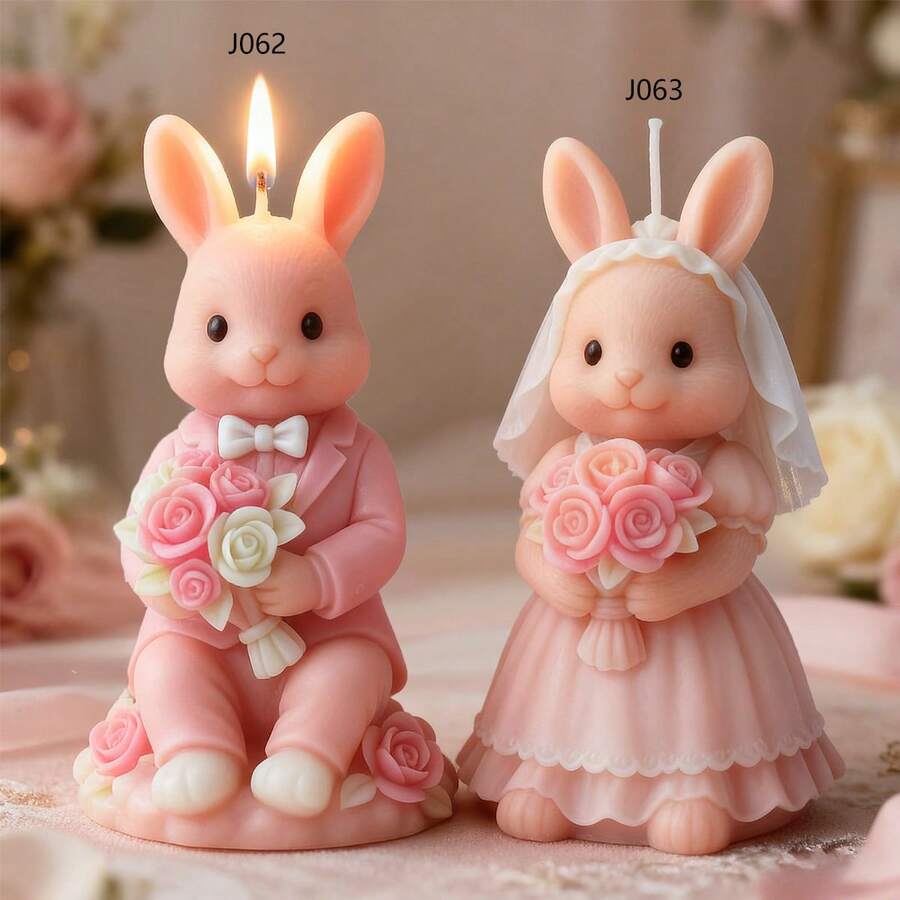 Wedding Rabbit Scented Candle Silicone Mold DIY Handmade Creative Wedding Gift Plaster Mold Decor - Wedding Bunny - View 1