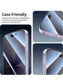 3pcs | Anti-Scratch Anti-Fingerprint Full Screen Coverage | 9H Tempered Glass | Full Screen Edge Coverage | Privacy Screen Protector | Phone Protection Accessory | Compatible With IPhone 17, Pro Max, 17, 16, 15, 14, 13, 12, 11, Pro Max, XR, XS, Max Plus | Suitable For Daily Office And Privacy Protection; Practical Gift For Birthdays And Holidays. - Black - View 7