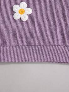 Tween Girls' Casual Fashion Solid Color Round Neck Drop Shoulder Long Sleeve Top And Straight Leg Pants 2-Piece Set, Spring/Autumn - Purple - View 6