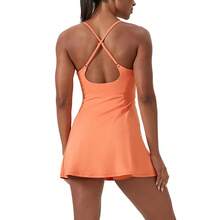 Women Summer Tennis Dress With Built In Pads Seamless Sports Quick Dry Running Skirt For Yoga Gym Workout - 白色 - 查看 3