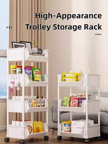 1pc Multi-Layer Open-Top Movable Bookshelf Storage Rack, Gap-Filling Simple Floor-Standing Dust-Proof Organizer For Children's Toys And Books, Suitable For Home, Bedroom, Study, Balcony, Housewarming Gift, Home Decor, Daily Essential - White - View 2