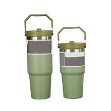 20oz/30oz Insulated Stainless Steel Thermal Water Bottle with Straw - Car Coffee Mug for Hot and Cold Drinks 600ml - Verde - Ver 3