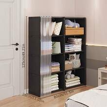 1 pieza Armario de tela no tejida multicapa simple ensamblado, organizador de almacenamiento combinado a prueba de polvo, armario a prueba de polvo simple para hogar de alquiler, gabinete de almacenamiento ensamblado minimalista, armario colgante, estante de almacenamiento multicapa para hogar de alquiler - Ver 15