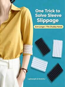 4/2 Pieces Anti-Slip Adjustable Arm Bands - Ribbon-Style Cuff Decoration Strips, Detachable And Adjustable In Length, Suitable For Jackets, Sweaters, Coats, Shirts, Hoodies, Suits. Comfortable And Not Tight. Available In Black/White Colors. - C - View 3