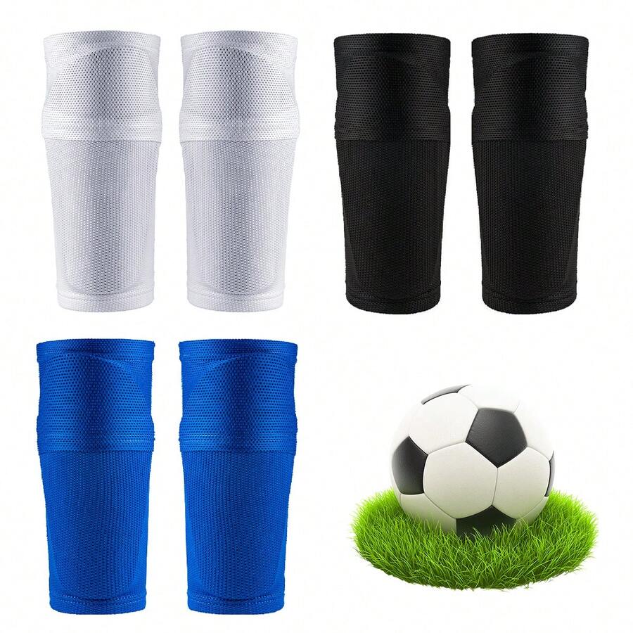 1 Pair Unisex Soccer Sock Sleeves With Cover, Available In Black, White, And Blue, Breathable And Comfortable, Quick To Put On, Perfect Soccer Sports Companion, Suitable For Various Soccer Training And Matches, Ideal Gift For Sports-Loving Friends - Covered Socks - View 1
