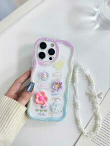 DIY cremige Handyhülle mit wellenförmigem Rand, glänzend lackiert, stoßfest, mit 3D-Accessoires, zusätzlichen Charms und Perlenarmband, kompatibel mit iPhone 17pro/17Air/17/17promax16/11/16pro/16plus/16promax/16e/15Promax/13/14/12/XS/XR/7G/8P, kompatibel mit Samsung Galaxy 11/12Pro/12/12X/13Pro/14Pro/15Pro - Verschiedenfarbig - Übersicht 3