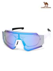 Women's Outdoor Polarized Fashionable Foldable Sports Glasses - White Framed In Dark Purple - View 1