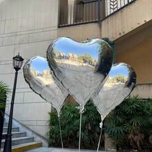 10pcs 18 Inch Silver Foil Heart Shaped Balloons Set, Perfect For Birthday Or Wedding Celebration Decorations (Ribbon Not Included) - View 5