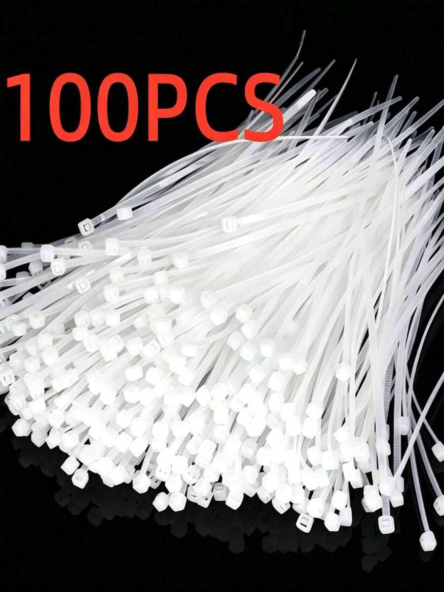 100pcs Nylon Cable Ties, Self-Locking Plastic Zip Ties, Bundling Straps, Heavy-Duty Fastening Cords, Cable Organizer Ties