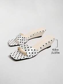 2026 Spring/Summer New Women's Faux Leather Mule Style Wedge Heel Open Back Sandals - White - View 8