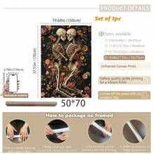 1pc, Canvas Wall Art, Framed Wall Decor, Gothic Romantic Floral Skull Couple Canvas Painting, Dark Academia Style Poster, Vintage Dried Flower Skull Oil Painting, Suitable For Modern Home Decor, Room Decor, Dorm Decor, Bedroom Decor, Living Room Decor, Bathroom Decor, Kitchen Decor, Dining Room Decor, Office Decor, School Decor - A - View 13
