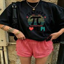 Heartfelt Daily Casual Graphic T-Shirt 100% Cotton Oversized Soft Breathable Casual Crewneck Short Sleeve Top Cute Aesthetic Daily Wear For Casual Wearers Fashion Lovers Daily Outfit Enthusiasts Gift Givers - 黑色 - 查看 18