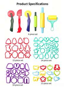 24/12PCS Colorful Clay Tool Set, Educational Clay Model, Includes Plastic Animal Cutouts, Molds And Accessories, Clay Embossing Set, Animal/Shape/Geometric Patterns, Punching Tools, DIY Clay/Playdough Molds, Colorful Embossing Multi-Shape Handmade Molds, Back To School - Sets - View 6