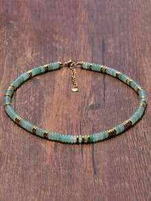 1 pieza Collar de cuentas de piedra natural con colores arcoíris estilo bohemio y dopamina, cadena de clavícula vintage de orgullo para mujeres, adecuado para uso diario, vacaciones, viajes, uso casual, regalo de joyería de moda para familiares y amigos - color - Ver 11